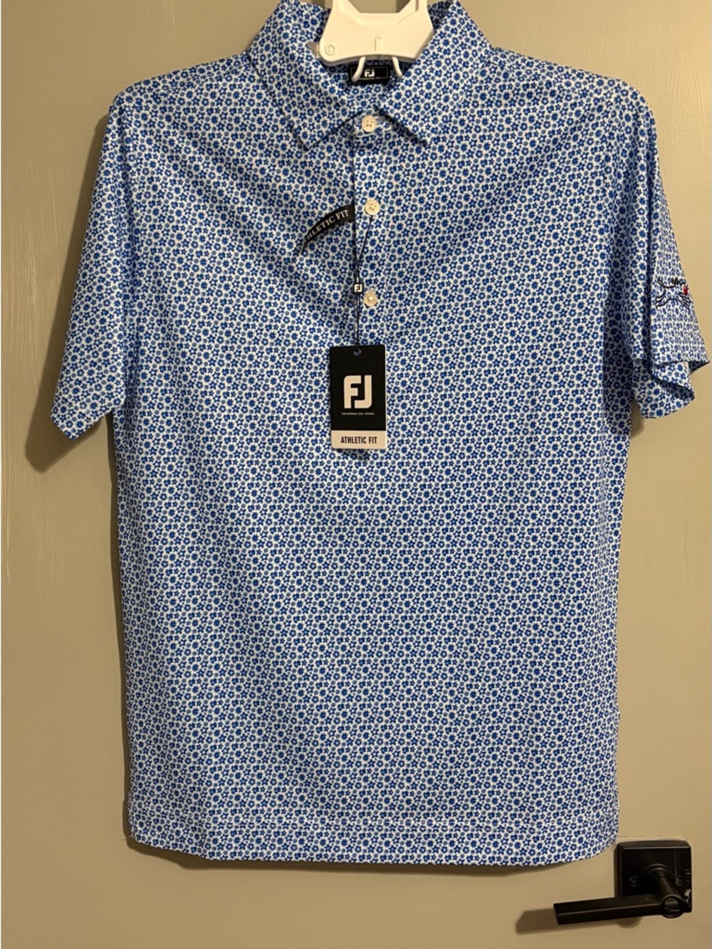 FootJoy Men’s Light Blue Micro Floral Performance Polo